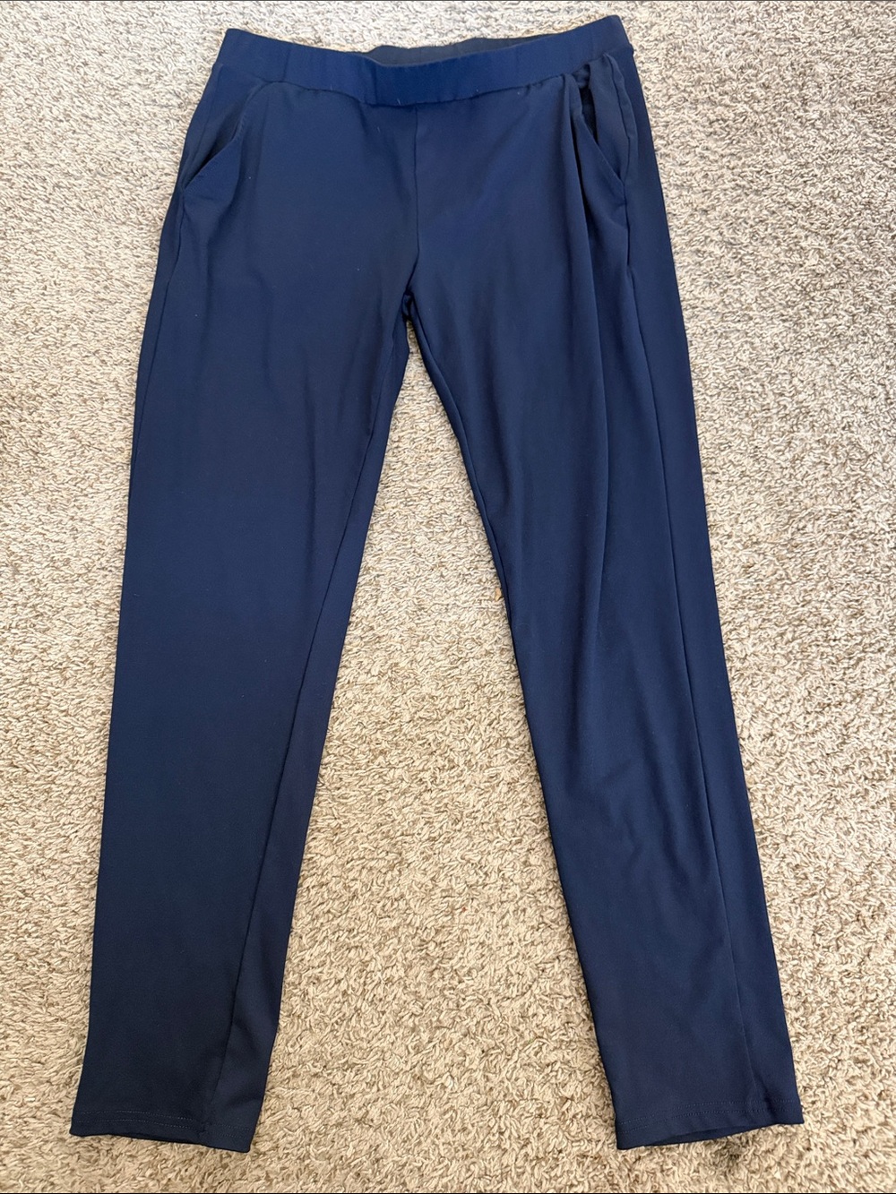 Amazon Women's Navy Cropped Dress Pants with Elastic Waist